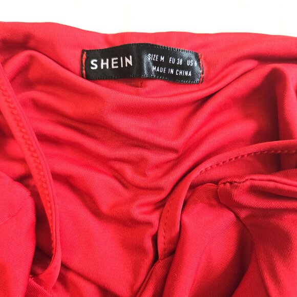 Red Satin Stretchy Shein Mini Dress MEDIUM - Picture 5 of 5